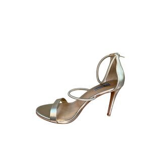 Steve Madden Clay Womens Gold Stiletto Heels Metallic Strappy Sandals Size 10